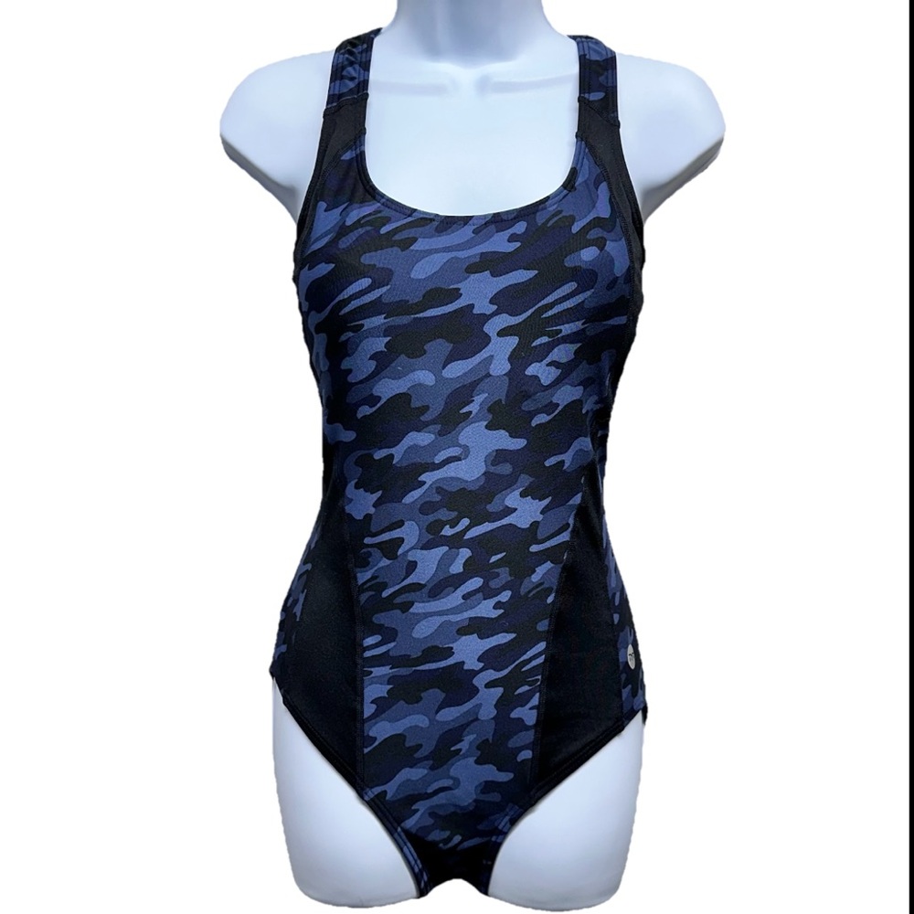 TYR Blue and Black Camo One-Piece Swimsuit
